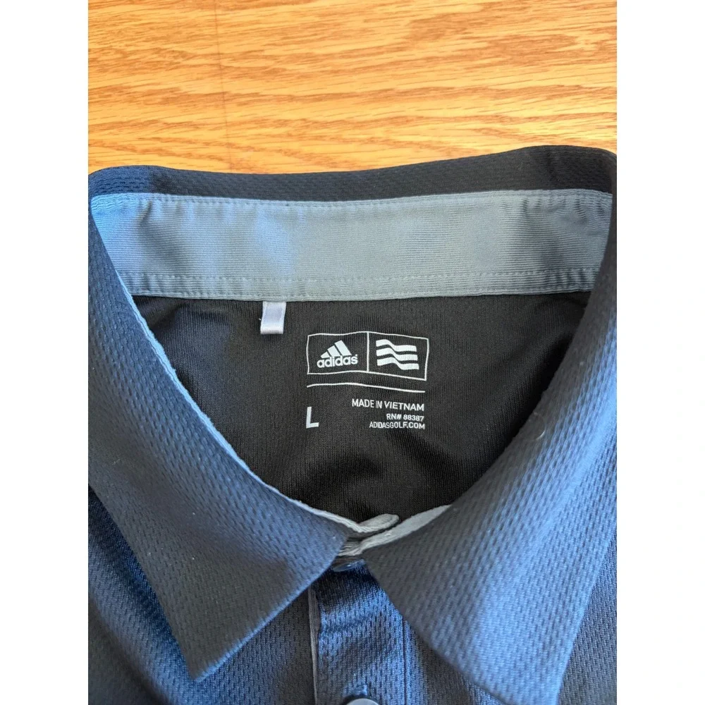 Adidas‎ Golf Mens Large Black Grey Performance Mesh Short Sleeve Polo Shirt L